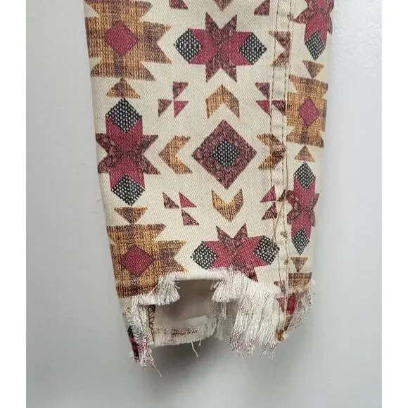 NWOT Free People We The Wild Child Printed Skinny Jeans Raw Hem | Size 25 - Picture 6 of 15